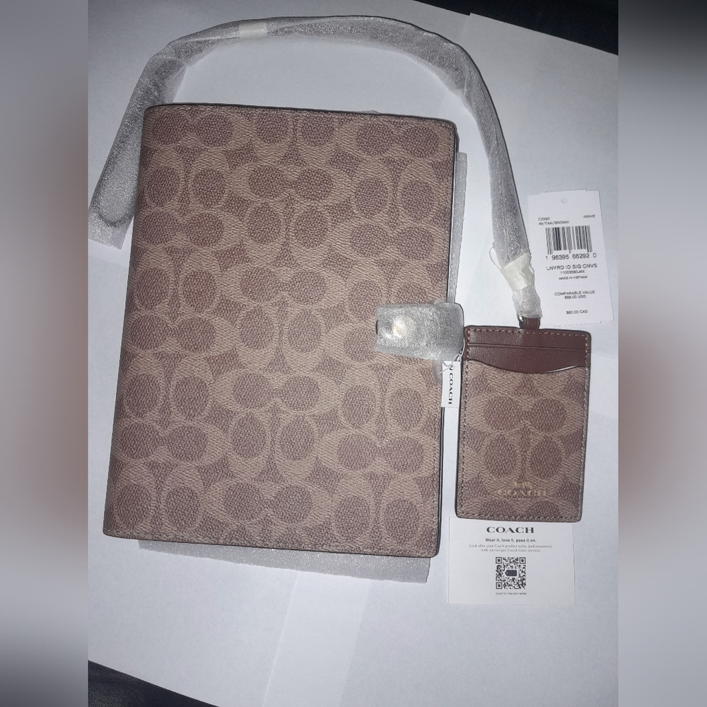 New Coach Notebook & Matching ID Lanyard In Sing. Tan/Brown Gold NWT - Picture 11 of 13